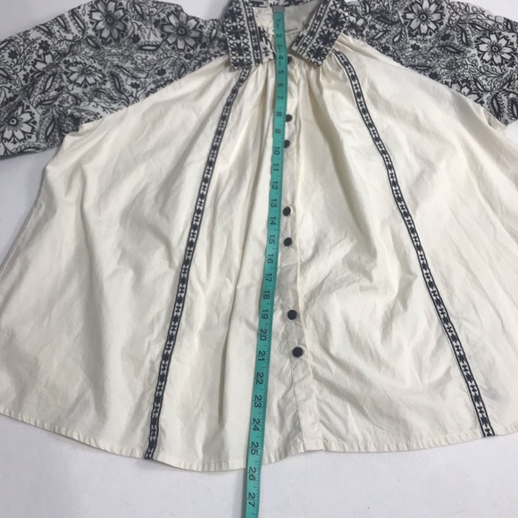 Roller Rabbit Embroidered Top Bishop Sleeves OVERSIZED Button Up Small - Picture 14 of 14
